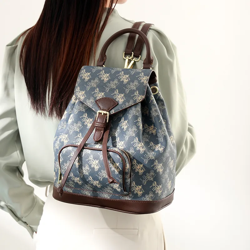 H YXIANG PVC Polyvinyl Chloride Backpack Women's Blue-1