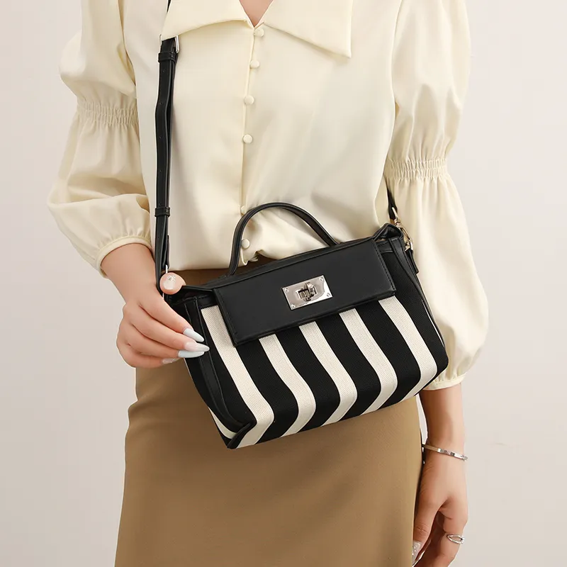 H YXIANG Canvas Canvas Bag Handbags Regular Women's Black-6