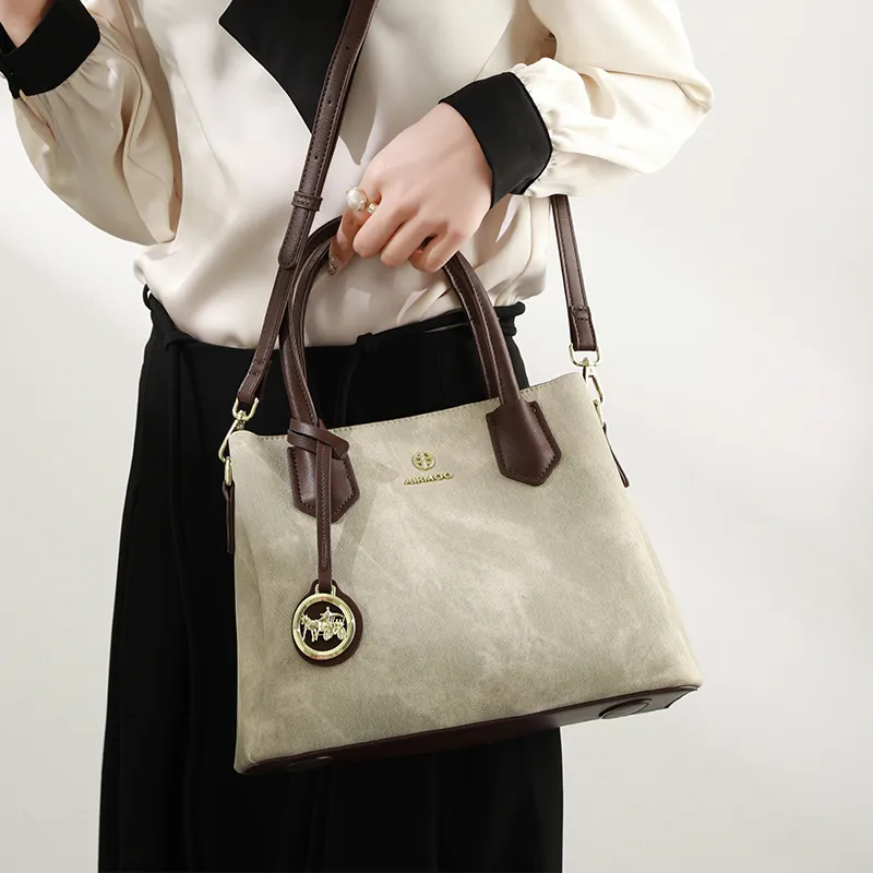 H YXIANG Microfiber Synthetic Leather Handbag Women's Green-3