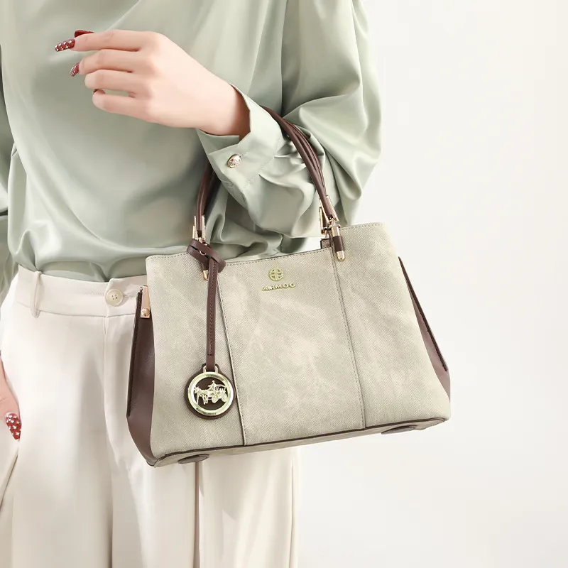 H YXIANG Microfiber Synthetic Leather Handbag Women's Green-6