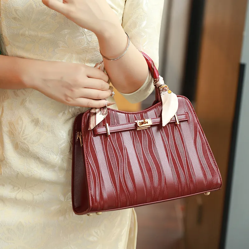 H YXIANG Microfiber Synthetic Leather Shoulder Bag Crossbody Bag Handbag Women's Burgundy-4