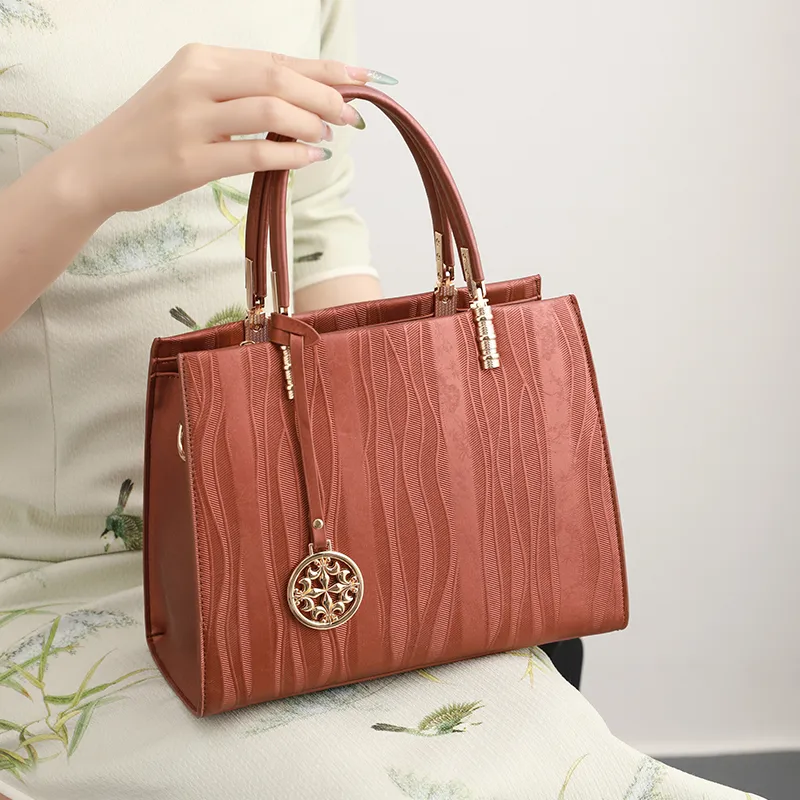 H YXIANG Microfiber Synthetic Leather Shoulder Bag, Crossbody Bag, Handbag Women's Brown Red-6