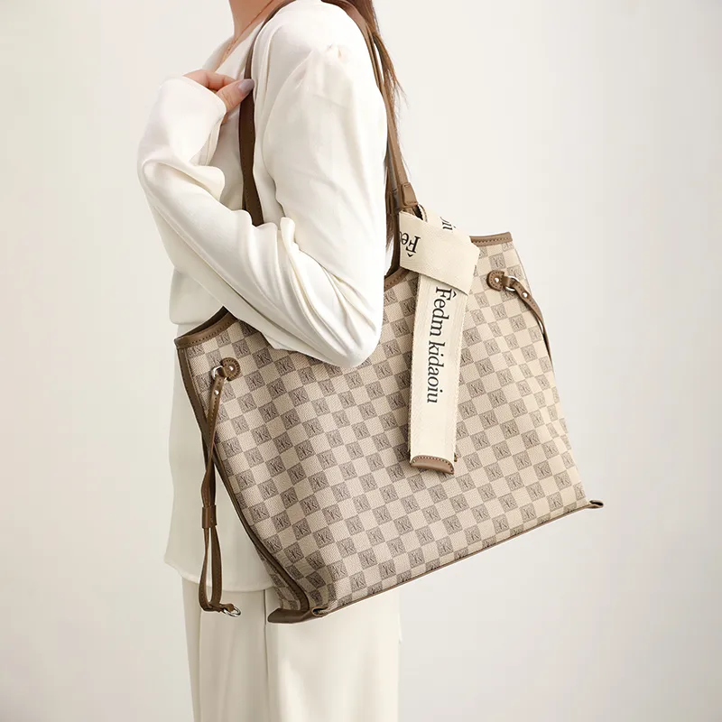 H YXIANG PVC Tote Bag, Shoulder Bag Women's Khaki-2