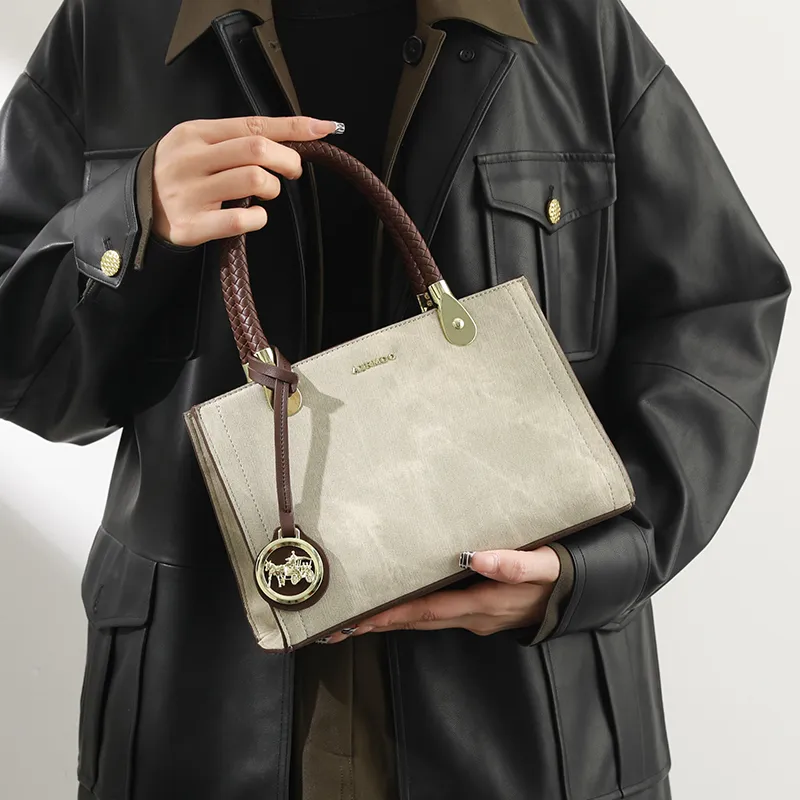H YXIANG Microfiber Synthetic Leather Handbag Women's Green-2