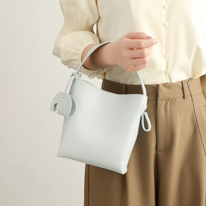 H YXIANG Microfiber Synthetic Leather One Shoulder Handbag Women's Light Blue-7