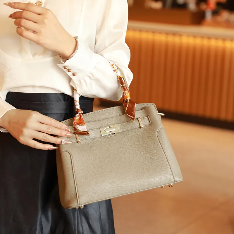H YXIANG Microfiber Synthetic Leather Tote Bag Shopping Bag Handbag Women's Elephant Gray-6