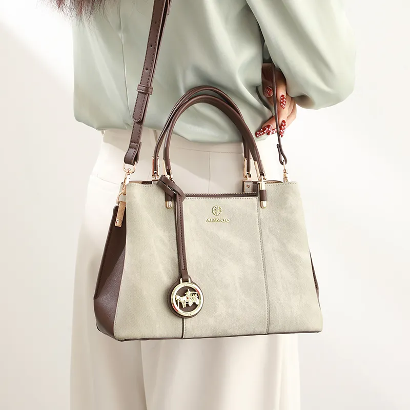 H YXIANG Microfiber Synthetic Leather Handbag Women's Green-3