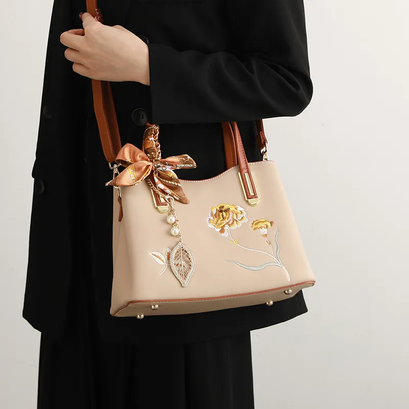 H YXIANG Microfiber Synthetic Leather Crossbody One Shoulder Handbags Regular Women's Apricot-2