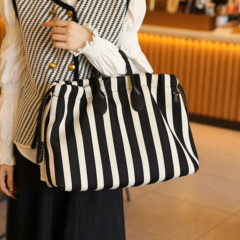 H YXIANG Canvas Canvas Bag Tote Bag Shopping Bag Handbag Women's Green/White-9