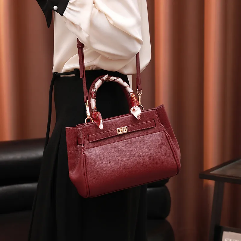 H YXIANG Microfiber Synthetic Leather Handbag Regular Women's Burgundy-4