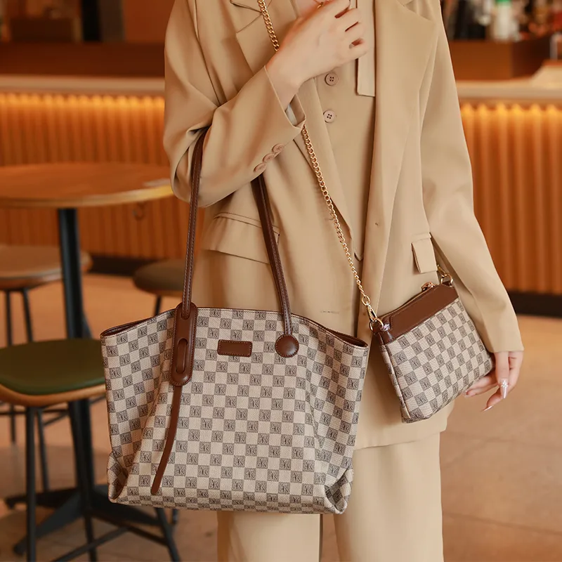 H YXIANG PVC Tote Bag Shopping Bag Shoulder Bags Regular Women's Khaki-2
