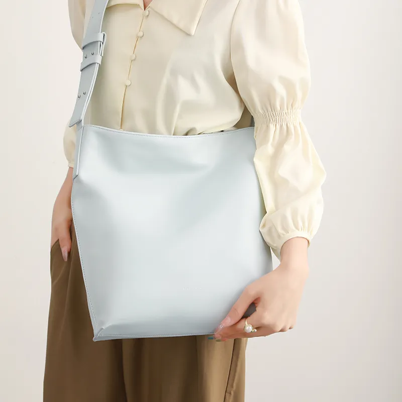 H YXIANG Microfiber Synthetic Leather Shoulder Bag Women's Blue-6