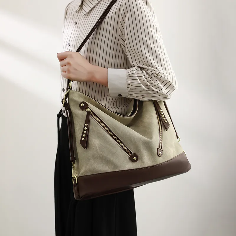 H YXIANG Microfiber Synthetic Leather Shoulder Bag Women's Green-7