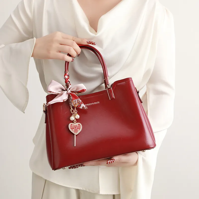 H YXIANG Microfiber Synthetic Leather One Shoulder Handbags Women's Burgundy-5