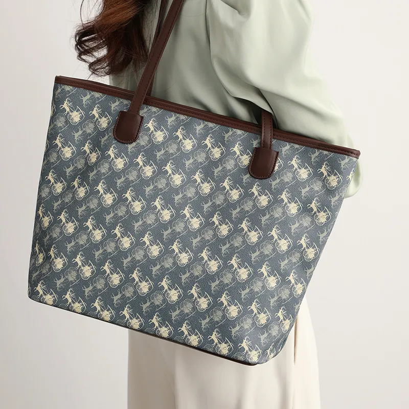 H YXIANG PVC Tote Bag, Shopping Bag, Shoulder Bag Women's Blue-3