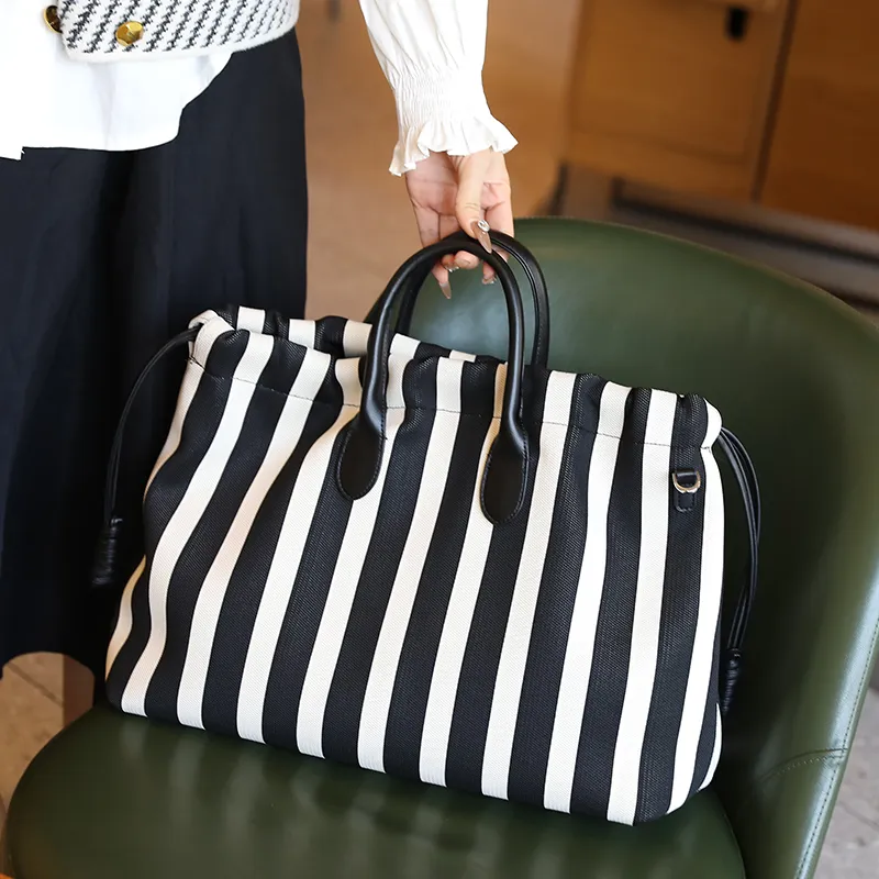 H YXIANG Canvas Canvas Bag Tote Bag Shopping Bag Handbag Women's Green/White-10