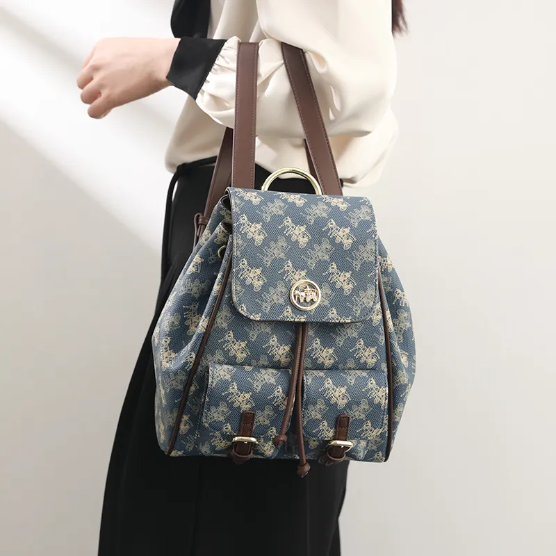 H YXIANG PVC Polyvinyl Chloride Backpack Regular Women's Blue-6
