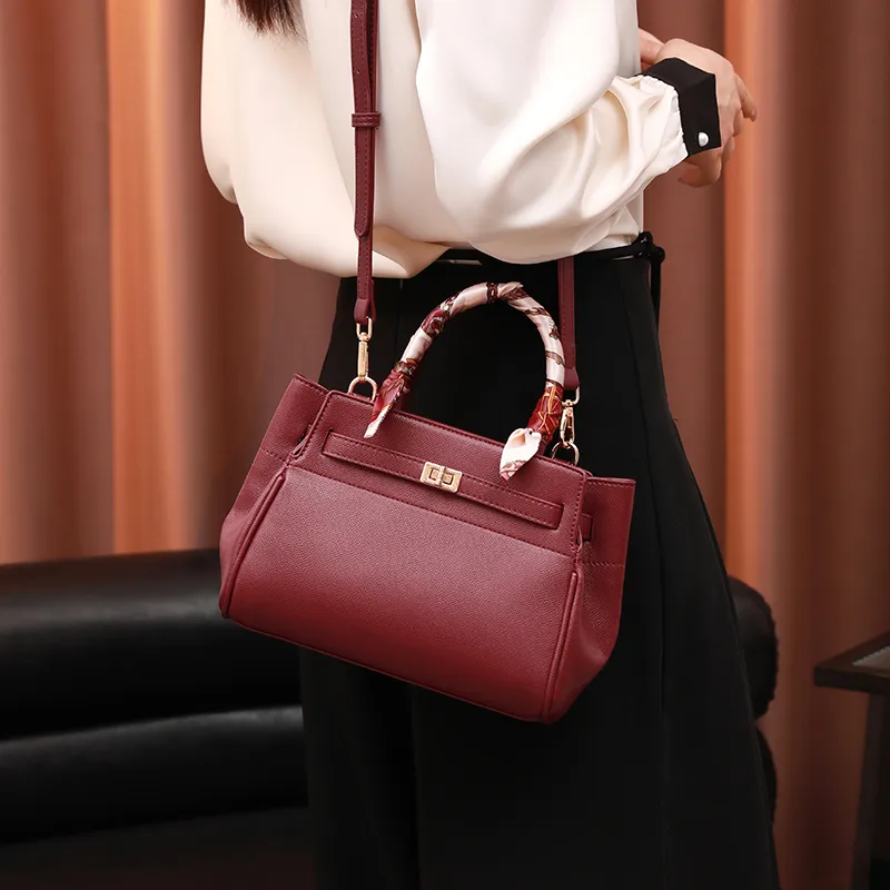 H YXIANG Microfiber Synthetic Leather Handbag Regular Women's Burgundy-3