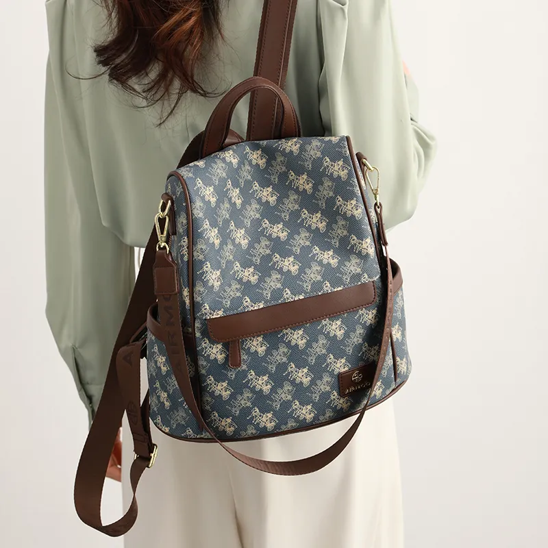H YXIANG PVC Backpack Regular Women's Blue-1