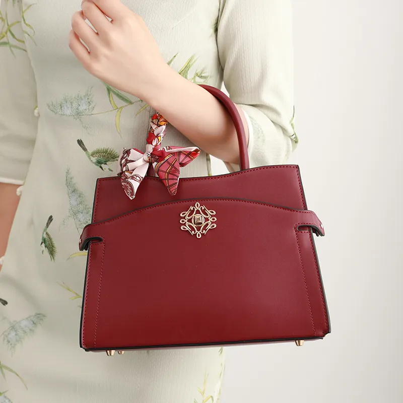 H YXIANG Microfiber Synthetic Leather Crossbody One Shoulder Handbag Women's Red-4