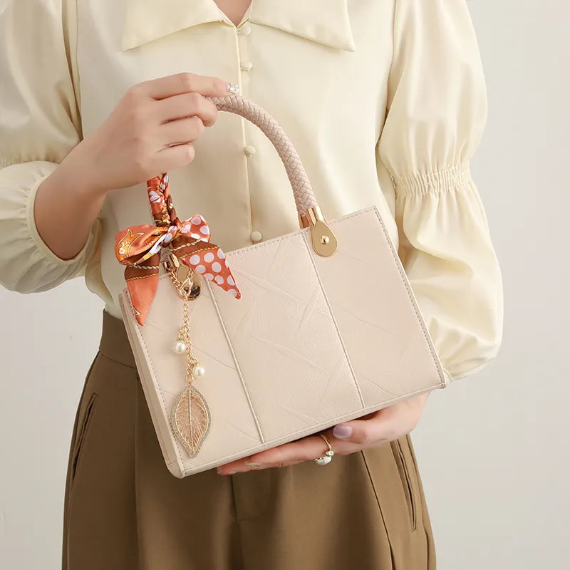 H YXIANG Microfiber Synthetic Leather Tote Shoulder Bag, Crossbody Bag, Handbag Women's White-7