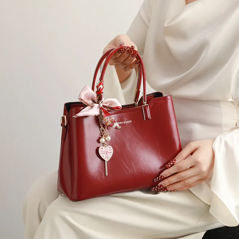 H YXIANG Microfiber Synthetic Leather One Shoulder Handbags Women's Burgundy-4