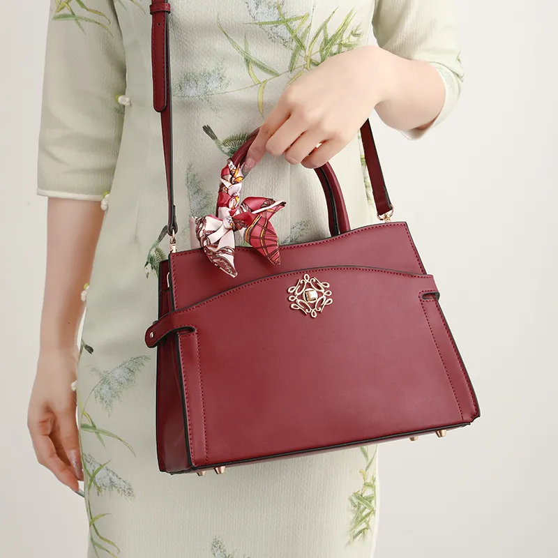 H YXIANG Microfiber Synthetic Leather Crossbody One Shoulder Handbag Women's Red-2