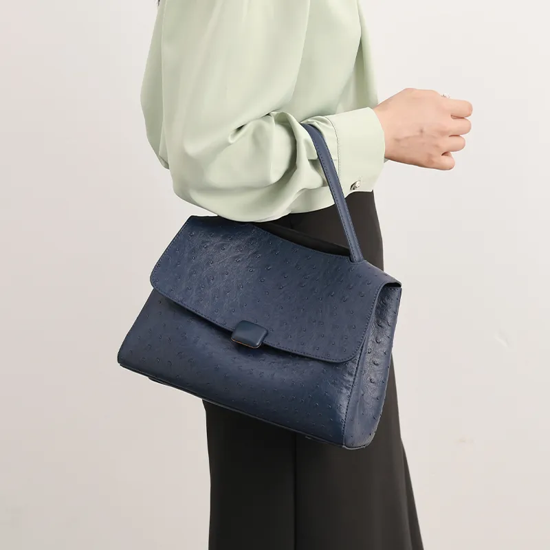 H YXIANG Microfiber Synthetic Leather Handbag Women's Dark Blue-6