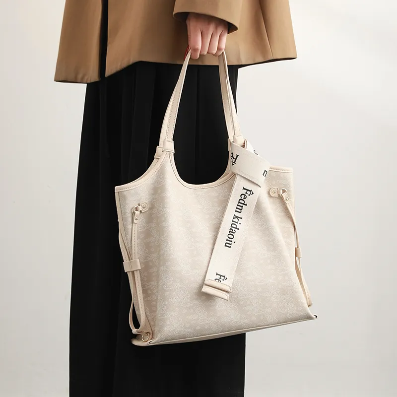 H YXIANG Microfiber Synthetic Leather Shoulder Bag Regular Women's Beige Apricot-1