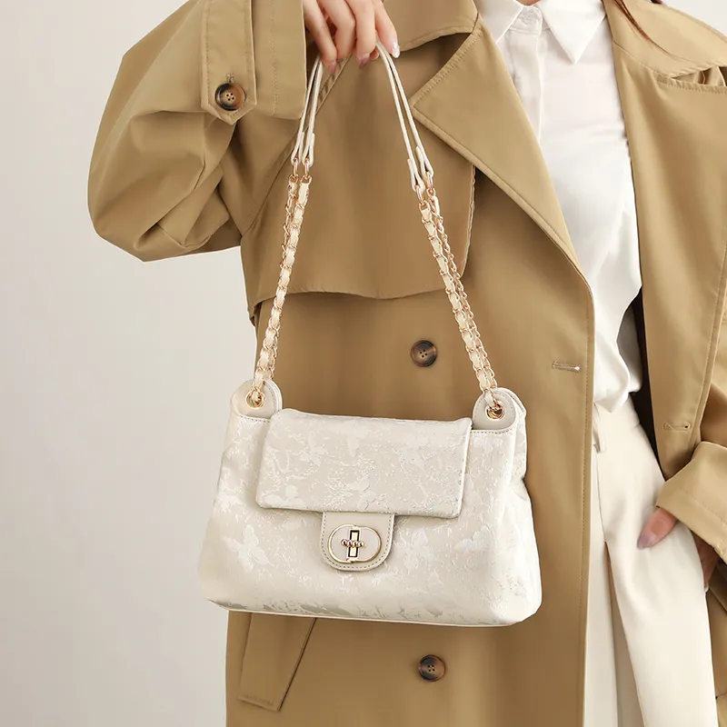 H YXIANG Microfiber Synthetic Leather Crossbody Bag, Shoulder Bag Women's Ecru-3