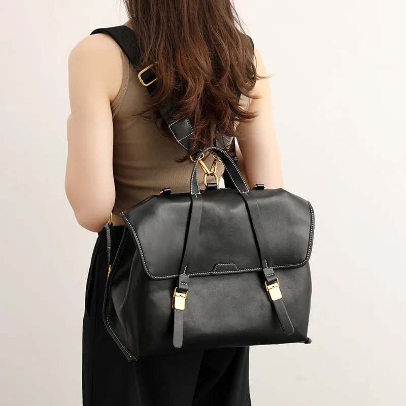 H YXIANG Cow Leather Backpack Women's Multicolor-5
