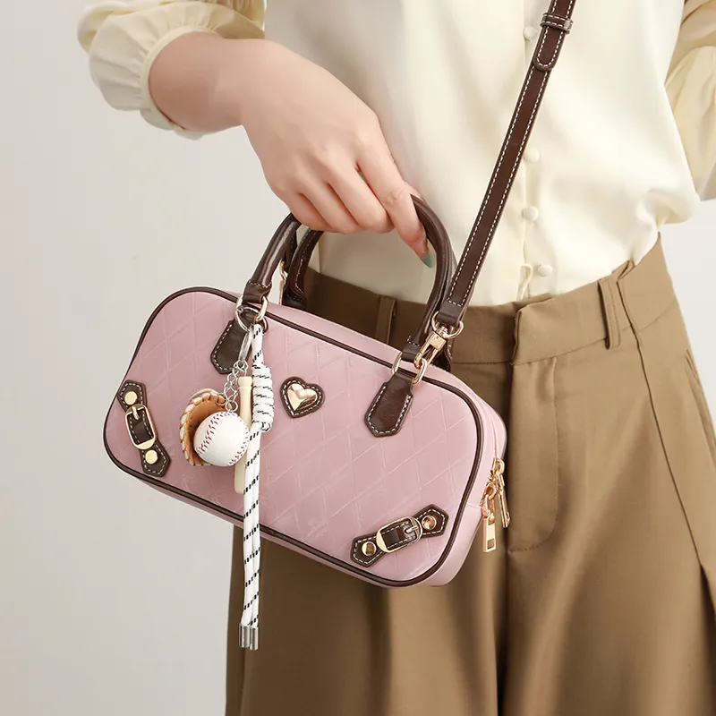 H YXIANG Microfiber Synthetic Leather Crossbody One Shoulder Handbag Women's Pink-6