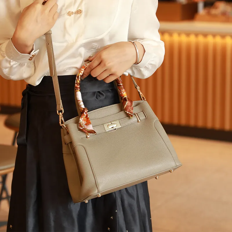 H YXIANG Microfiber Synthetic Leather Tote Bag Shopping Bag Handbag Women's Elephant Gray-2