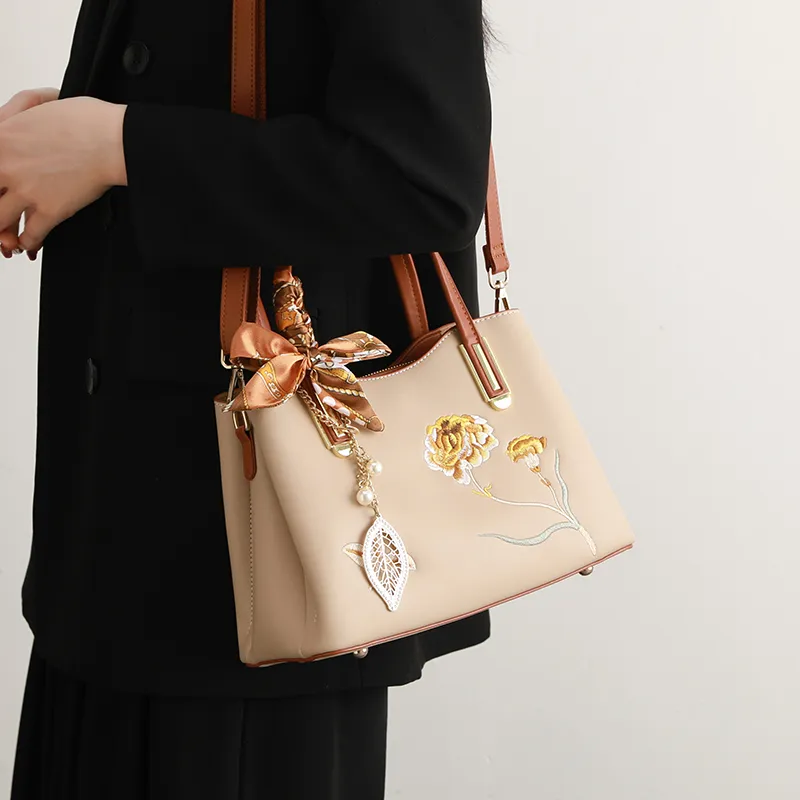 H YXIANG Microfiber Synthetic Leather Crossbody One Shoulder Handbags Regular Women's Apricot-3
