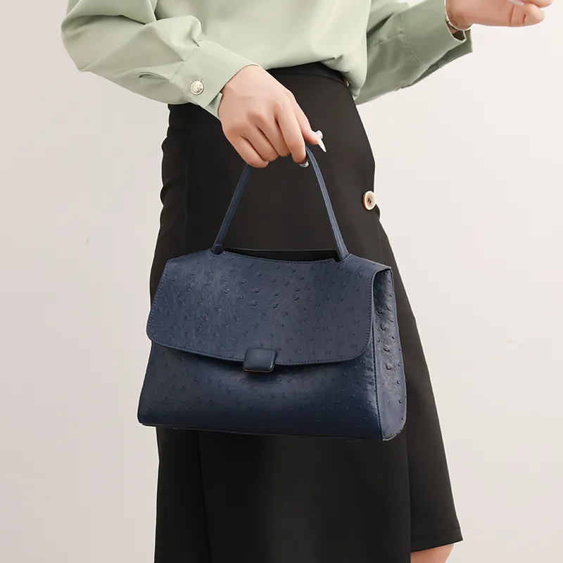 H YXIANG Microfiber Synthetic Leather Handbag Women's Dark Blue-5