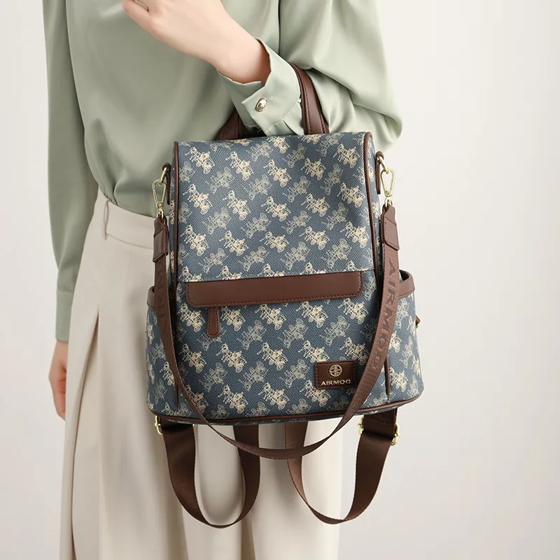 H YXIANG PVC Backpack Regular Women's Blue-5