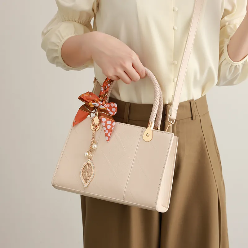 H YXIANG Microfiber Synthetic Leather Tote Shoulder Bag, Crossbody Bag, Handbag Women's White-4