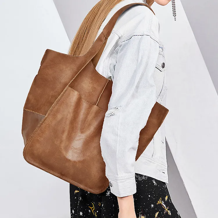 H YXIANG PU Tote Bag, Shopping Bag, Shoulder Bag Women's Black/Brown/Khaki-7