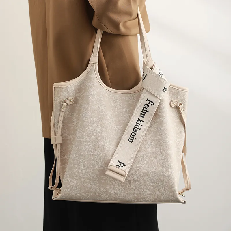 H YXIANG Microfiber Synthetic Leather Shoulder Bag Regular Women's Beige Apricot-4