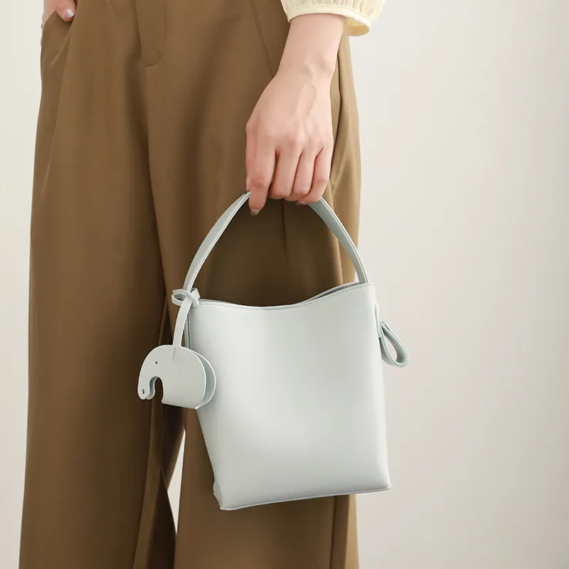 H YXIANG Microfiber Synthetic Leather One Shoulder Handbag Women's Light Blue-6