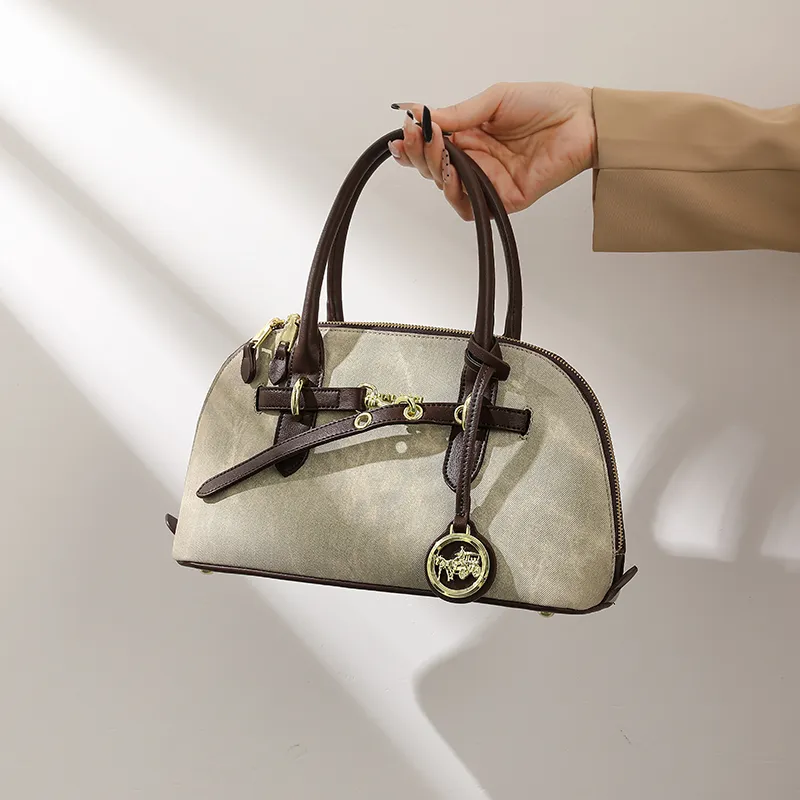 H YXIANG Microfiber Synthetic Leather Bowling Bag Handbag Women's Green-5