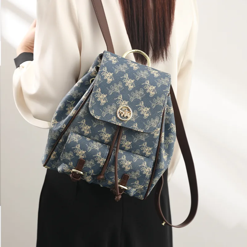 H YXIANG PVC Polyvinyl Chloride Backpack Regular Women's Blue-4