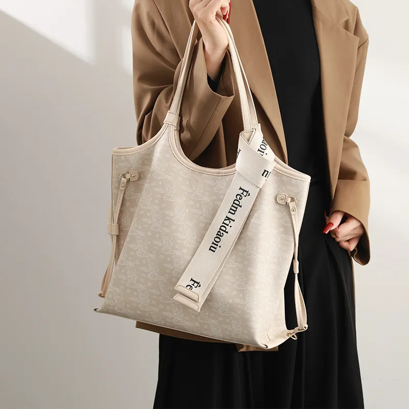 H YXIANG Microfiber Synthetic Leather Shoulder Bag Regular Women's Beige Apricot-5