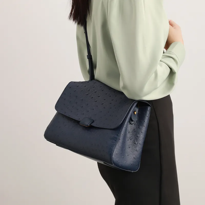 H YXIANG Microfiber Synthetic Leather Handbag Women's Dark Blue-1