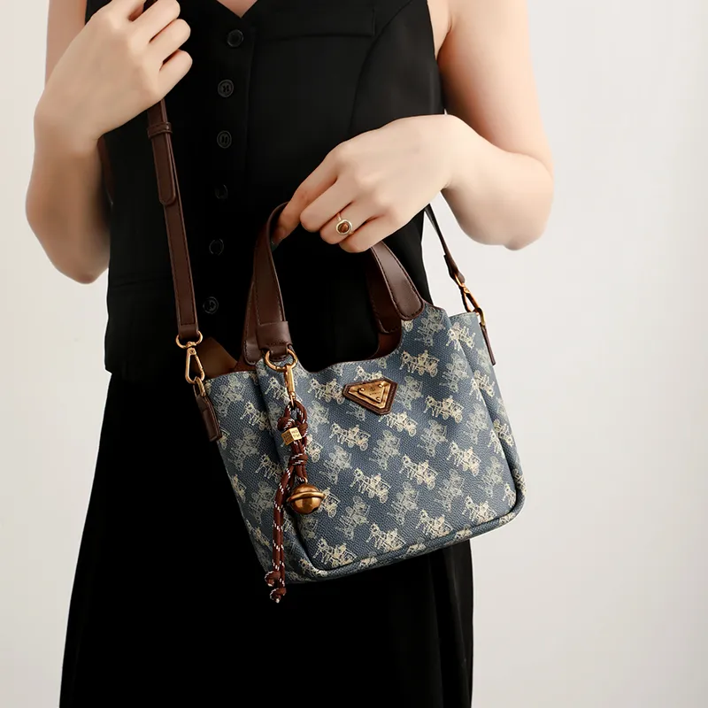 H YXIANG PVC Handbag Women's Blue-3