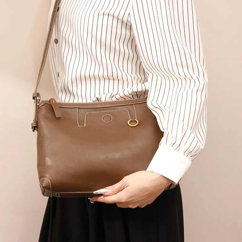 H YXIANG Microfiber Synthetic Leather Shoulder Bag Regular Women's Brown/Suede/Black-6