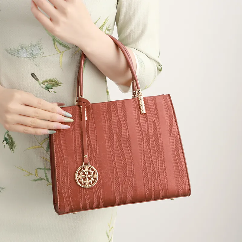 H YXIANG Microfiber Synthetic Leather Shoulder Bag, Crossbody Bag, Handbag Women's Brown Red-4