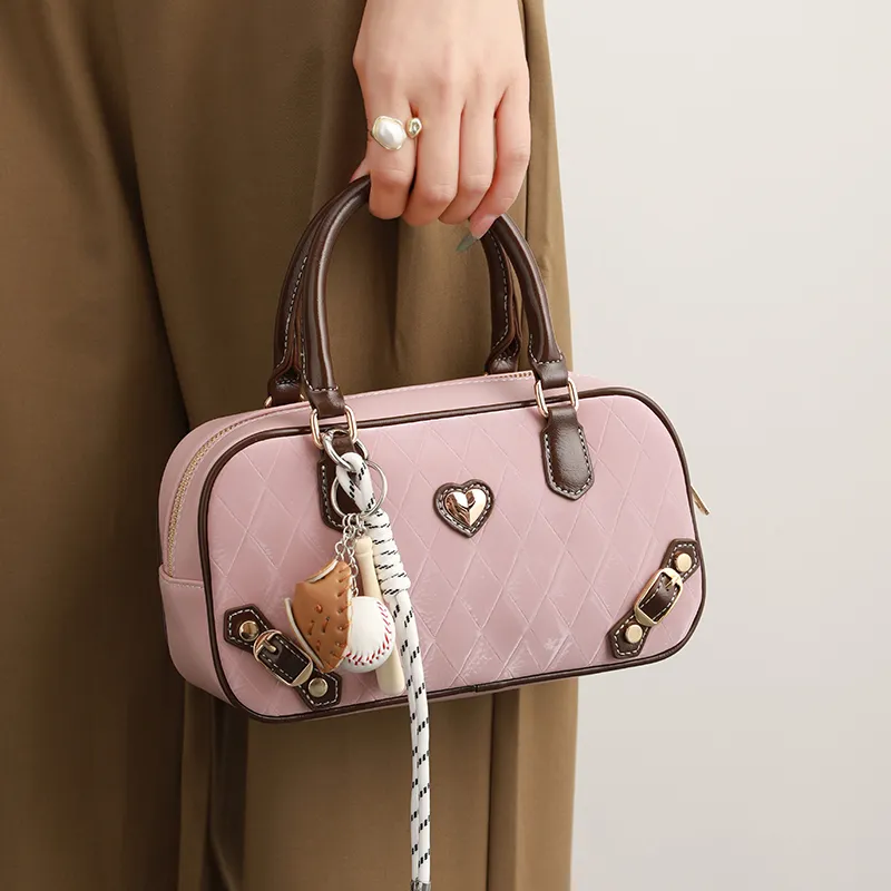 H YXIANG Microfiber Synthetic Leather Crossbody One Shoulder Handbag Women's Pink-2
