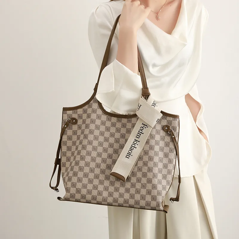 H YXIANG PVC Tote Bag, Shoulder Bag Women's Khaki-4