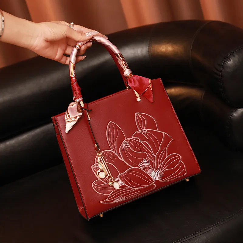 H YXIANG Microfiber Synthetic Leather Bucket Bag, One Shoulder Handbag Regular Women's Red-7